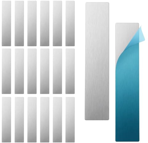 Adhesive Metal Tape, 20 Pieces Set, 9x1.8cm, Metal Strips, Rectangular Steel Tape, Versatile Application, for Cabinets Vents Kitchen Doors DIY Projects