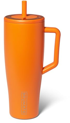 BrüMate Era 1.2L Tumbler with Straw and Lid, 40oz Water Bottle with Handle | 100% Leakproof, Insulated Metal Cup, Stainless Steel Travel Gym Mug, Keeps Drinks Ice-Cold All Day, (Clementine)