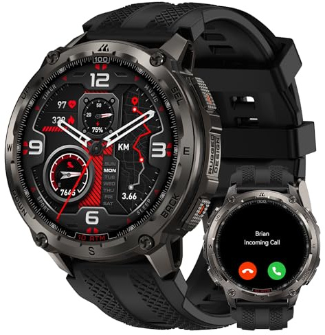KOSPET Tank T4 Montre Connectée, GPS & Cartes Hors Ligne, Acier Inoxydable | AMOLED, Plongée 45M, Étanche 10 ATM, IP69K, Batterie 15 Jours, Surveillance Santé & Sommeil, Compatible avec Android & iPhone
