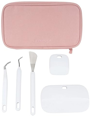 SEMPLIX Aufbewahrungstasche mit Plotterzubehör – Set inkl. Entgitterungsstift, Spatel, Pinzette & Rakel – Ordnungssystem für Plotterarbeiten – Rosé – für Hobby & DIY