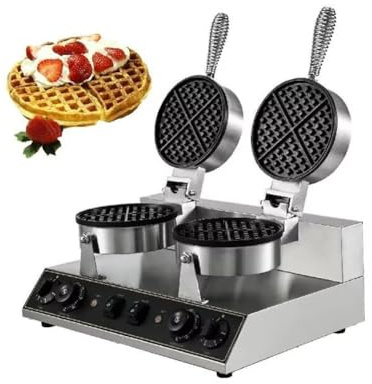 AYCDL Commercial Bubble Waffle Maker, Double-Head Electric Waffle Maker, Electric Non-Stick Pan Stainless Steel Egg Waffle Maker