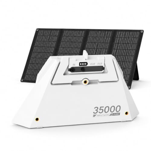 Elfcam - Kit Autonomie Starlink Mini, Batterie Clip-on 127,75Wh avec Support Intégré et Panneau Solaire 40W, Sortie DC 75W, USB-C 65W, Solution Mobile pour Camping et Van