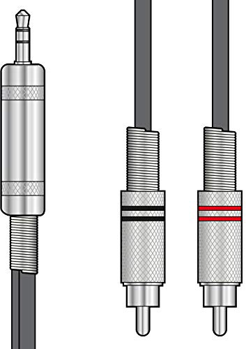 Citronic 3.5mm TRS Jack to 2 x RCA Plugs Shielded Stereo Audio Cable 1.5 Metre Black
