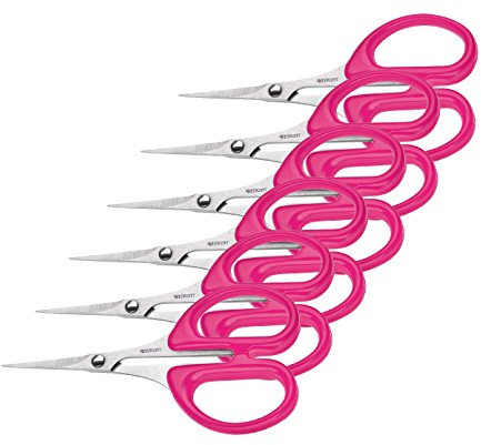 Westcott E-13101 00-I Silhouettenschere, rostfreie Klingen, pinkfarbener Kunststoffgriff, 10 cm, 6 Stück