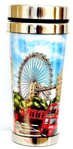 I Love London Souvenir INSULATED TRAVEL COFFEE MUG FLASK CUP - LONDON TRAVEL MUG