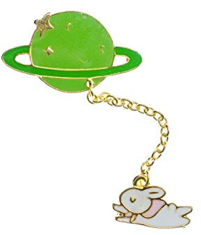Miniblings Planet Hase emailliert Brosche Astronaut Emaille Weltall Häschen | Kleines Statement für Revers und Jacke, mit Alien, ein kleines Detail mit Wirkung