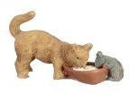 Melody Jane Maison de poupées Chat et Souris Buvant Lait Miniature Animal de Compagnie 1:12 échelle