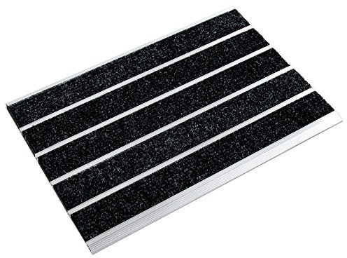 casa pura Edle Alurahmen Fußmatte für den Eingangsbereich | Rostfrei | Türvorleger mit optimaler Schmutzfangwirkung | anthrazit-Silber | Größe: 50x80 cm