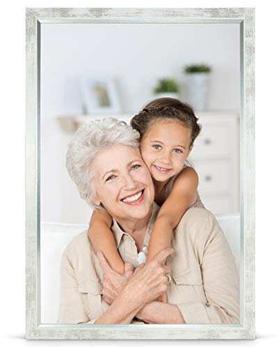Stallmann Design Bilderrahmen 40x100 cm weiss gewischt Rahmen fuer Dina 4 und 60 andere Formate Fotorahmen Wechselrahmen aus Holz MDF mehrere Farben wählbar Frame für Foto oder Bilder