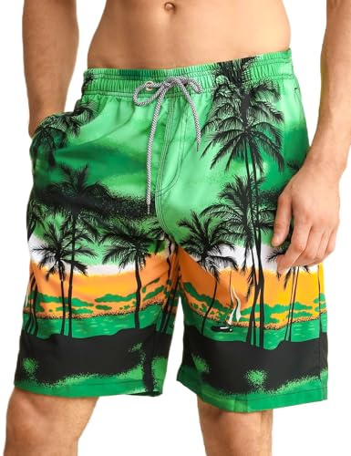 APTRO Maillot Short de Bain Homme Piscine Séchage Rapide Surf l'été Hawaïen Short de Plage Imprimé S1701 Vert L