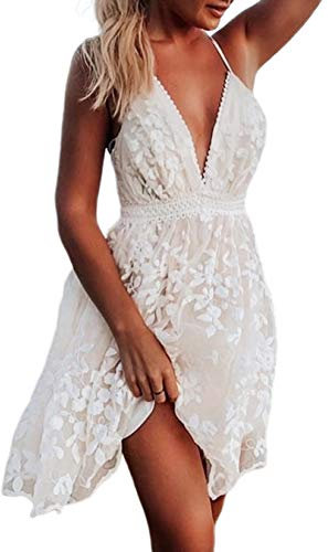 Loalirando Robe Moulante Femme Sexy en Dentelle Dos Nu Manches Longues Transparentes Mini-Robe Slim Pointes, S