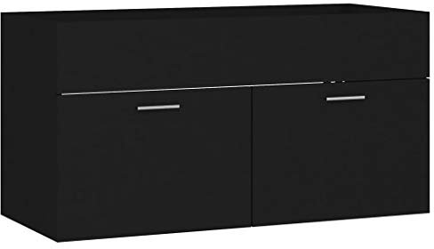 vidaXL Waschbeckenunterschrank Waschtisch Unterschrank Badmöbel Badschrank Badezimmerschrank Badezimmer Schwarz 90x38,5x46cm Holzwerkstoff