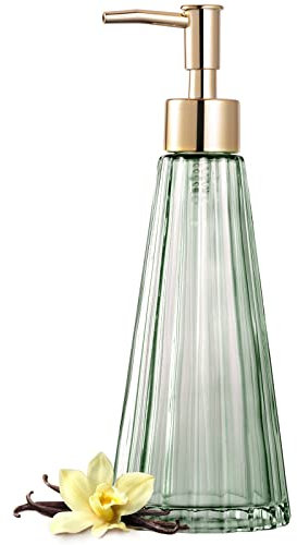 EMPO Distributeur de Savon en Verre Vintage élégant - Distributeur de Savon Liquide/désinfectant/shampooing avec Pompe, décoration Rustique, Savon pour Mains, Accessoires de Salle de Bain