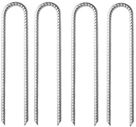 4*30cm Heavy Duty Ground Stakes Tent Pegs,Galvanised Steel U Hooks Anchors Anchorage Stakes Ground Pegs,Garden Metal Stakes for Marquees,Gazebos,Castles,Tents,Trampolines,Bouncy,Camping,Football Nets