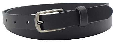 NK Belt GmbH Damen Ledergürtel aus Rindsleder schwarz, Made in Germany, Anzug Jeans Gürtel 2cm schmal #SR-07