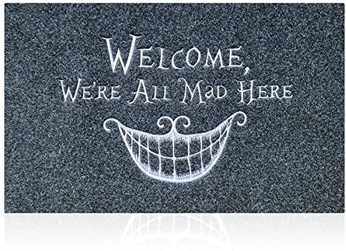 Door Mat Indoor Front Outdoor Welcome Door Mat with Natural Rubber Backing,We're All Mat Here Smiley Rubber Back Low Profile Doormats for High Traffic Area