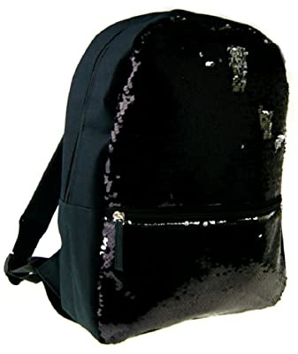 Kinder-Rucksack, wendbar, mit Glitzer-Pailletten, Schwarz / silberfarben