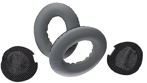 vhbw Ear Pad Cups Cushion Covers compatible with Bose AE2, AE2i, QC35, AE2 Wireless, QC15, QC2, QC25 On-Ear Headphones Headset - black/grey