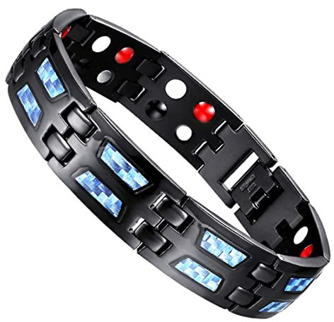 XSDAA Titanium Power Magnetic Bracelet, Armband aus blauem Carbonfaser-Titan, Titan-Power-Magnetarmband, Magnetarmband Herren für Gewichtsverlust, Bewegung, Fitness