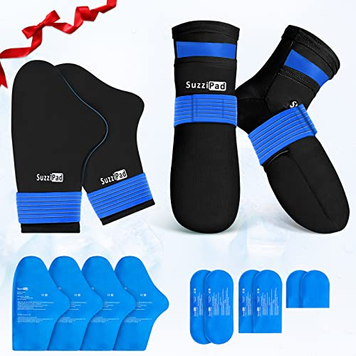 SuzziPad Kältetherapie-Socken & Hand-Eispack, Kältehandschuhe für Chemotherapie Neuropathie, Chemo-Pflegepaket für Frauen und Männer, ideal für Plantarfasziitis, Karpaltunnel, Arthritis-Fuß, S/M
