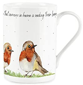 Purely Home Robin Mug - Robins Loved One Fine Bone China Style White Memories Coffee/Tea Present Gift