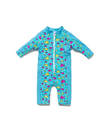 ADAVERANO Baby Jungen Sonnenanzüge UV50+ Badebeklideung Wimsuit Mit Sonnenhut.(Der See,86-92Cm)