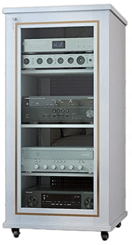 Tour audio fermée à 2 à 4 niveaux, armoire de console multimédia for centre de divertissement avec serrure, étagères réglables en hauteur, armoire de composants vidéo ( Color : White , Size : 56*60*12