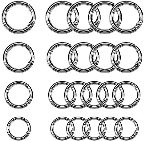 TOAOB 20 Stück Karabiner Rund Silber 20mm bis 35mm Ring Karabinerring O Ring Legierung Schlüsselring Ringe Schnalle DIY Schlüsselanhänger Zubehör für Schlüsselanhänger Geldbeutel Bastelarbeiten