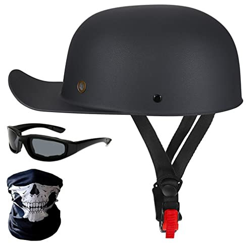 Motorrad-Halbhelme Mit Brille Und Gesichtsabdeckung, Retro-Schirmmütze Halbschale, Halbschalenhelm, DOT/ECE-geprüfter Vintage-Helm Im Deutschen Stil Für Männer Und Frauen (M/L/XL)