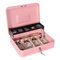 Geldkassette mit Geldfach und Schloss - Ideale Spardose für Geldverwaltung, Metallkassetten mit Schloss, Etagenschlossbox für Geld Rosa