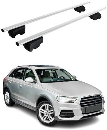 OMAC Dachträger für Audi Q3 8U 2011-2018 Stahl 2 Stangen Silber | ISO/PAS 11154:2006 geprüft, Abschließbar, City-Crash-getestet, bis 75 kg Traglast, Querträger, Grundträger