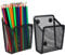 BJBJJIU Magnetischer Aufbewahrungskorb, 2 Stk Magnetischer Stifthalter, Metall Netz Schreibtisch Organizer Magnetisch Schwarzem, für Kühlschrank, Bürobedarf (2 magnetische Stifthalter)
