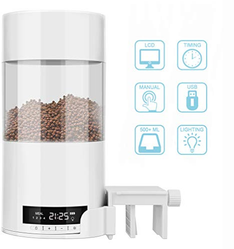Comedero automático para acuario, alimento para peces, alimentador automático para acuario, capacidad de 500 ml, dispensador automático de alimentos para peces para acuario (A)