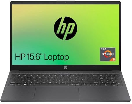 HP 15.6 Laptop , AMD Ryzen 3-7320U Processor , 4 GB RAM , 128 GB SSD , AMD Radeon Graphics , FHD Display , Up to 10hrs battery , Win 11 , Dual Speakers , Chalkboard Gray , 15-fc0003sa