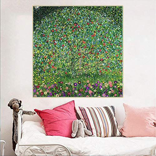 Gustav Klimt „Apfelbaum I, 1912“ Leinwand-Kunst-Ölgemälde, berühmtes Kunstwerk, Poster, Druck, Bild, Heim-Innendekoration, 85 x 85 cm, rahmenlos