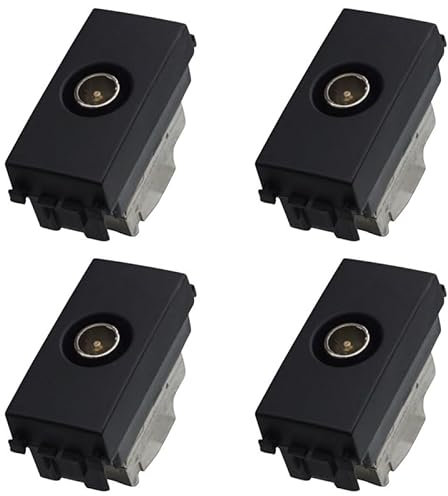 4 Pezzi Presa TV Passante Maschio, Compatibile Con Vimar Arke, Colore Nero