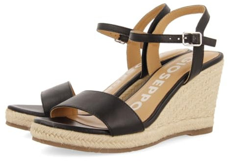 GIOSEPPO Sandalias DE Piel Negras con CUÑA DE Yute para Mujer ZHEPE