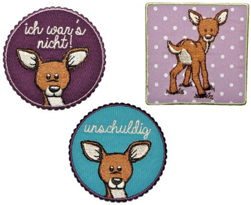 alles-meine.de GmbH Bügelbild - kompatibel mit Niki REH Kitz ich war´s Nicht 6,8 cm * 6,8 cm Aufnäher Applikation - Rehe Waldtier Rehkitz Hirsch