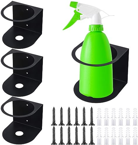 Gerrii 4 soportes para botellas de spray de acero inoxidable cepillado, estante de almacenamiento para el hogar, garaje, soporte sólido para latas de aerosol, fácil de instalar, montaje en pared,