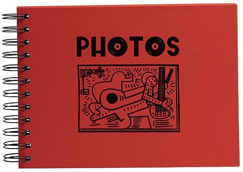 EXACOMPTA - Ref. 15183E – Fotoalbum Musicart rot – 50 Fotos – 50 schwarze Seiten – Format 23 x 16 cm – roter Einband mit schwarzer Markierung