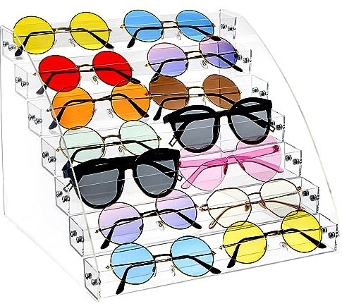 SOUJOY Sonnenbrillen-Organizer-Ständer mit 7 Ebenen, Acryl-Sonnenbrillenhalter, transparenter Nagellack-Präsentationsständer, Aufbewahrungsbox für Brillen, Make-up, ätherisches Öl