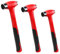 C&T 3 Piece Ball Peen Hammer, 16oz 32oz 48oz, Fiberglass Handle hammer for Ball Peen, Blow Striking Ball Pein Hammer Handle Tool with Forged Steel Construction & Shock Reduction Grip for Metal Working