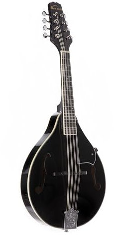 Red Hill A-Style Mandoline, Hochglanz Schwarz, 355mm Mensur, Linde Decke, Composite Griffbrett, 20 Bünde, Open Gear Mechaniken, 8 Saiten, Gloss-Finish
