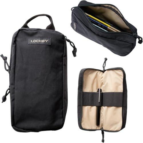 LOCHBY Venture Pouch Taktische Mehrzweck-Werkzeugtasche, strapazierfähiges, wasserabweisendes, gewachstes Segeltuch, doppelseitiger Reißverschluss, für Motorrad, Fahrrad, EDC, Stift, Bleistift, Kunst