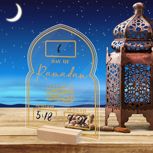 Ramadan Kalender, Ramadan Deko Aus Acrylic, Handgeschriebener Countdown Kalender, Ramadan Kalender Kinder, DIY Eid Mubarak Adventskalender Ramadan Dekoration Wohnzimmer Ramadan Geschenke für Kinder