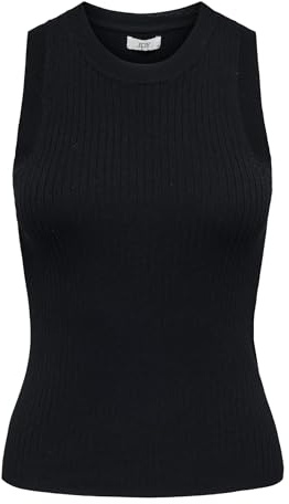 JDY Damen Rippstrick Tanktop ohne Ärmel, Farben:Schwarz, Größe:XS