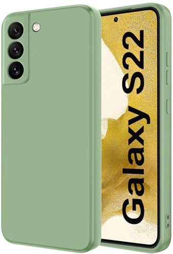Qasyfanc Coque Protection Caméra pour Samsung Galaxy S22, Coque Samsung S22 5G Silicone, Housse de Protection Antichoc, Mince, Souple, Élégante - Vert Sauge