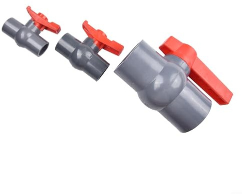 PVC-Kugelhahn für Wasserversorgung, Schiebeklebebuchse, Rot/Grau, 20 mm, 25 mm, 32 mm, 40 mm, 50 mm (32 mm)