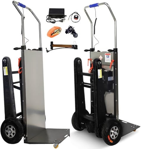 ROOMEDAL Elektrischer Treppensteigerwagen, 299,8 kg, 600 W, angetrieben, elektrischer Treppensteiger, Handwagen mit Gummireisten zum Umzug, robuster Treppensteiger