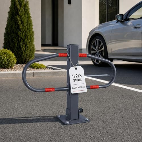 YRHome Klappbar Parkplatzbügel Parkplatzsperre aus verzinktes Stahl Absperrpfosten 51 x 73 x 18 cm mit 2 Schlüssel Sperrbügel Parkbügel Poller abschließbar für PKWs (1 Pfosten)